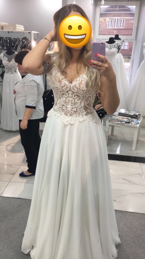 Rustykalna suknia ślubna boho muślin