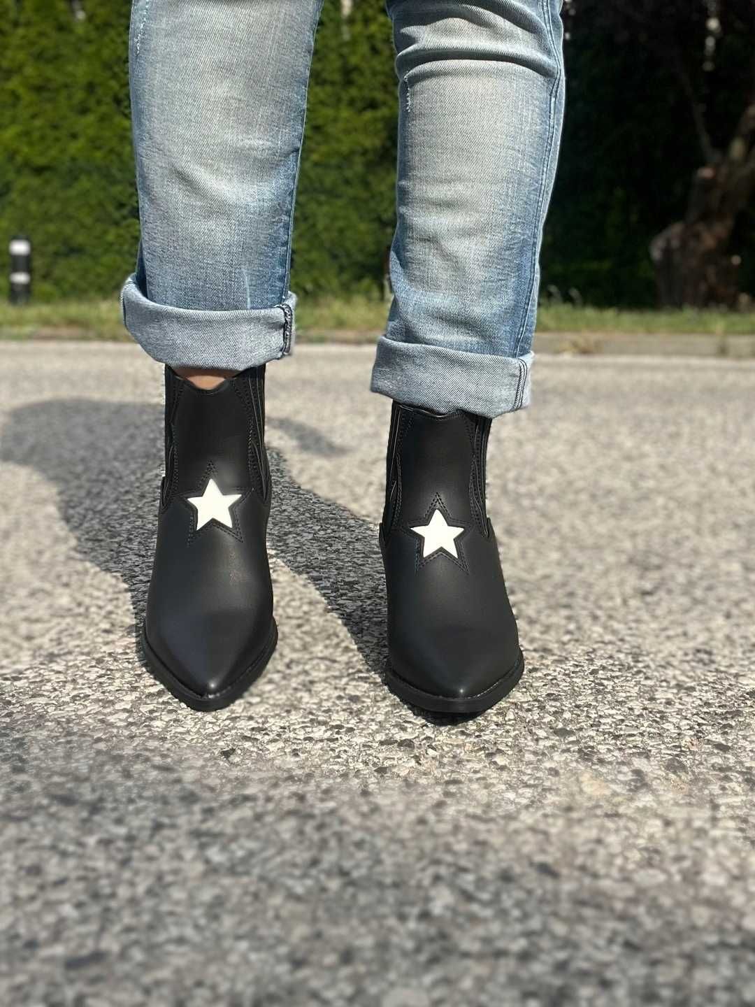 39 Sklep NOWE botki damskie wsuwane kowbojki model 1539