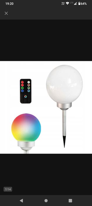 Lampa solarowa volteno kula RGB 15 cm