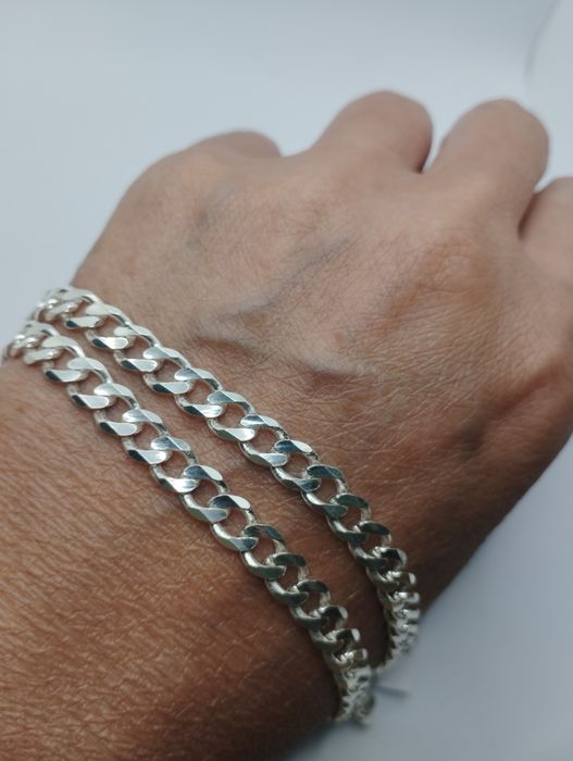 Srebrny łańcuszek pancerka, próba 925, długość 60 cm