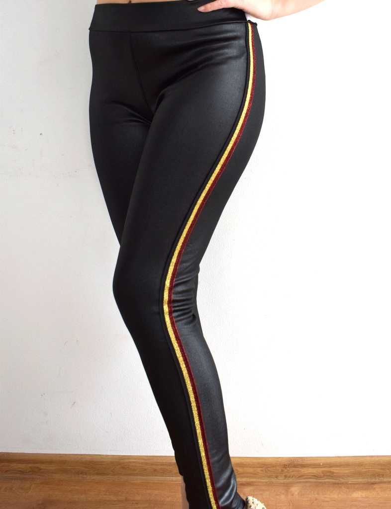 Leginsy woskowane wysoki stan xl xxl 42 - 44 czarne grube spodnie