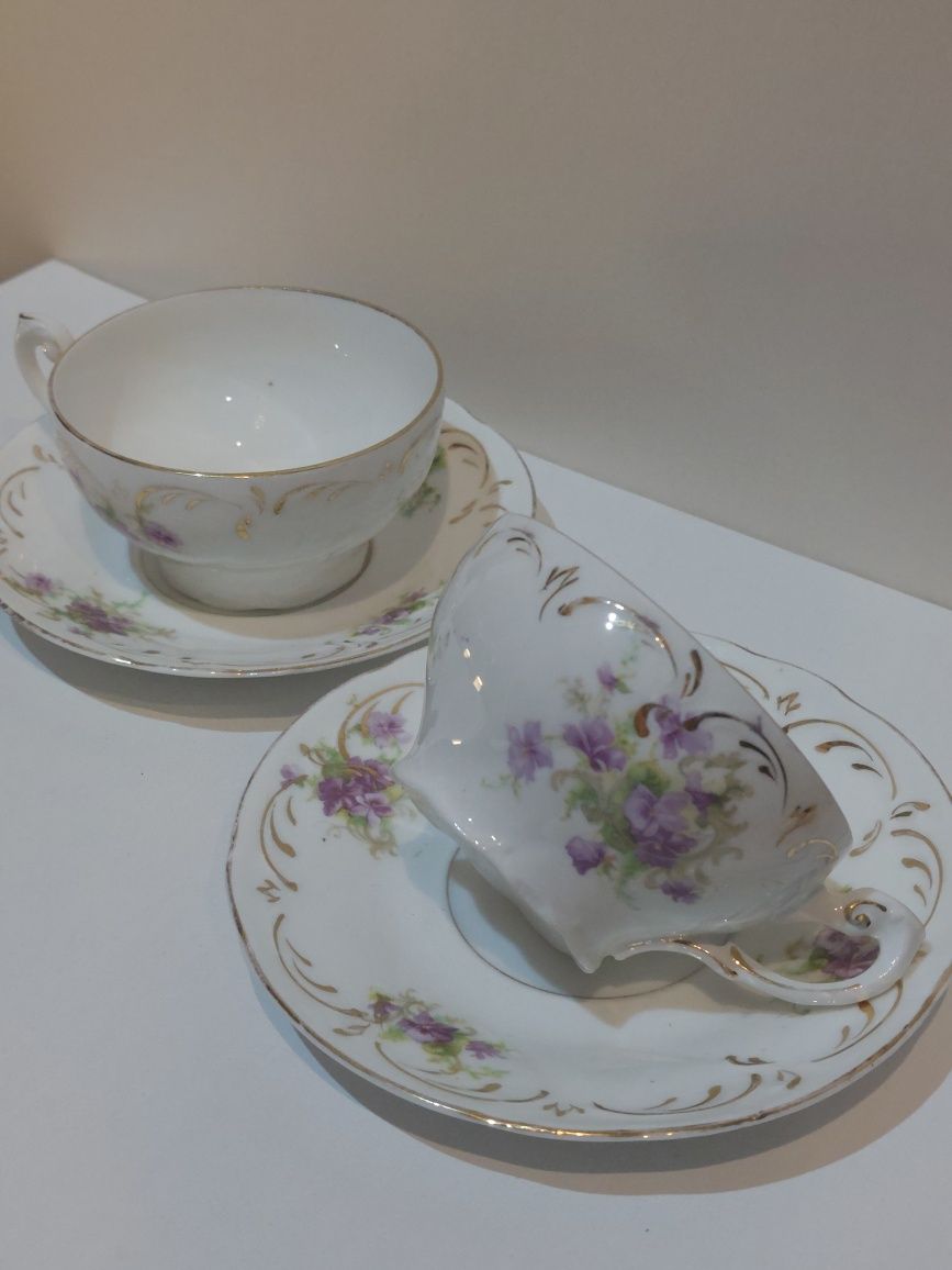 2 filiżanki KPM Wałbrzych cienkościenne porcelana