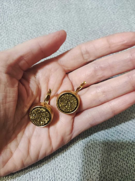 Danon — позолочені сережки з натуральною друзою агату, оригінал