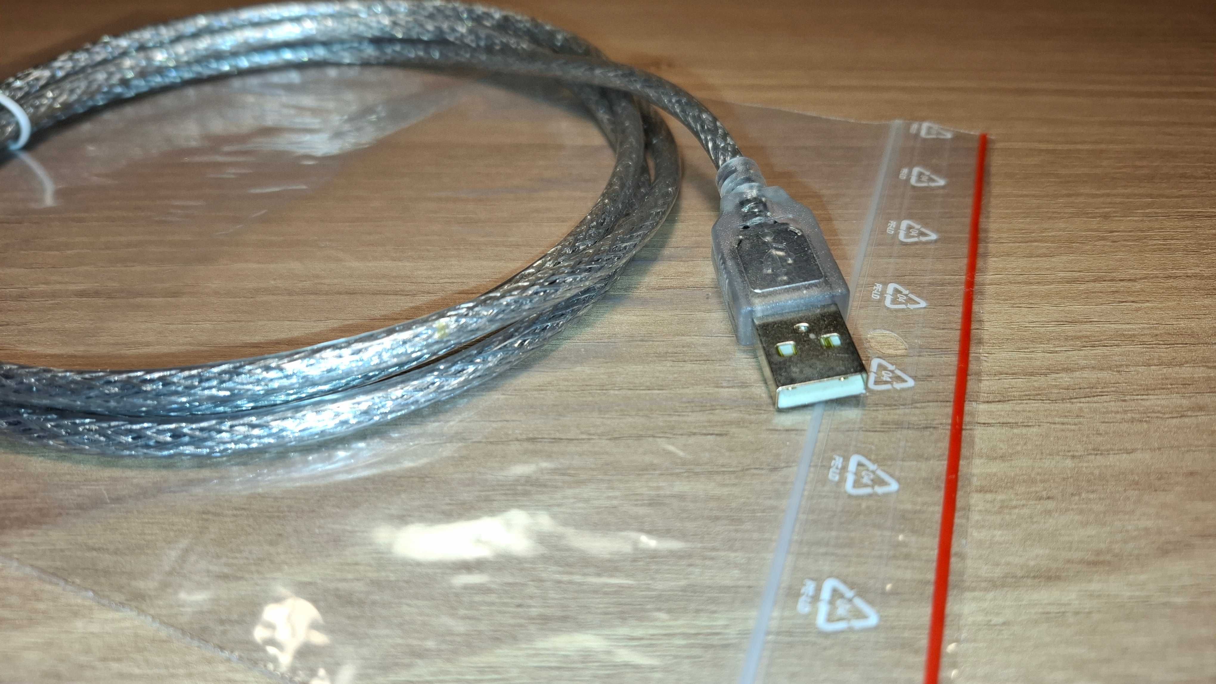 Kabel USB-A / USB Mini-B 5-pin (przezroczysty, ekranowany)