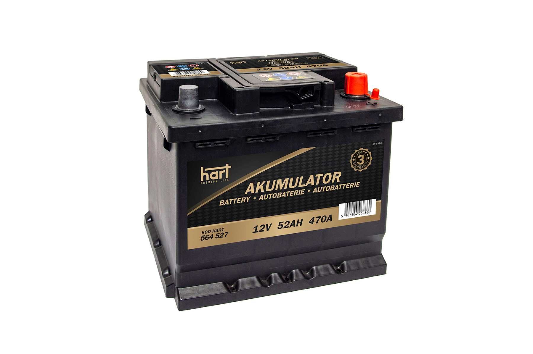 Akumulator hart premium 52ah 470a trzy lata gwarancji