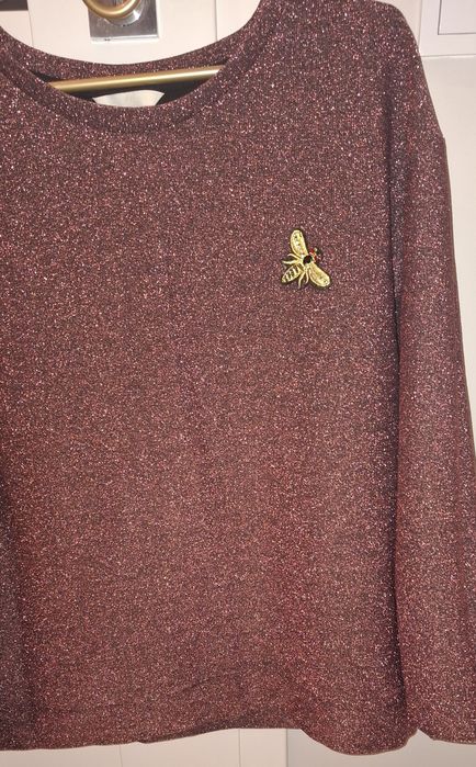 Bluza brokatowa burgund S H&M
