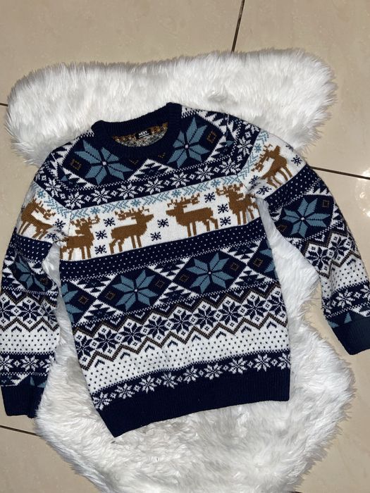 Świąteczny sweterek chłopiecy Next rozm 140 norweski wzór sesja