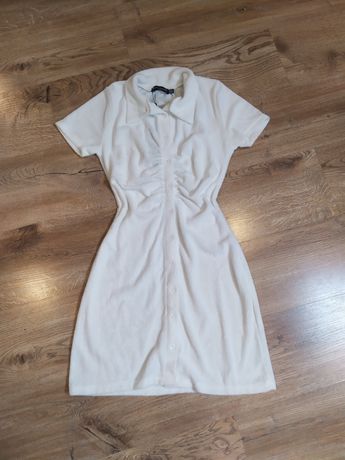 Nowa Biała koszulowa sukienka do karmienia 40 l prettylittlething