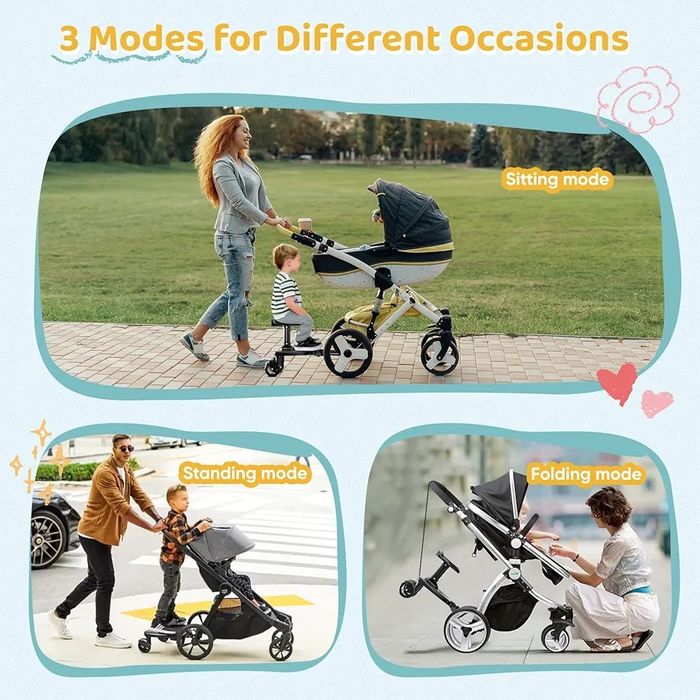 Plataforma Universal 3 em 1 para Carrinho de Bebé com Assento Elevado