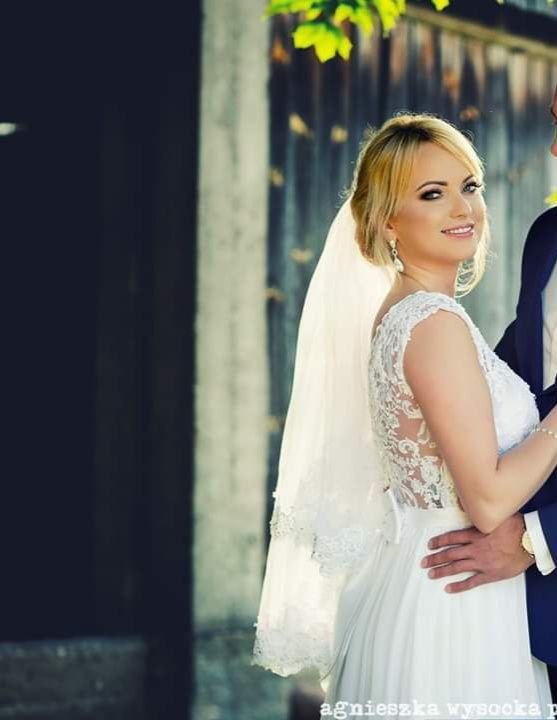 Suknia ślubna zwiewna biel r. M