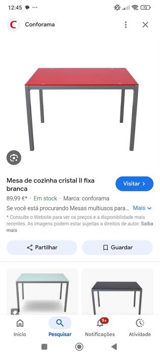 Mesa cozinha vidro temperado e duas cadeiras