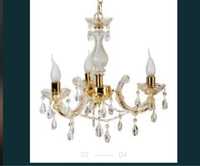 Złoty kryształowy żyrandol lampa wisząca 3 żarówki kinkiet Maria Teres