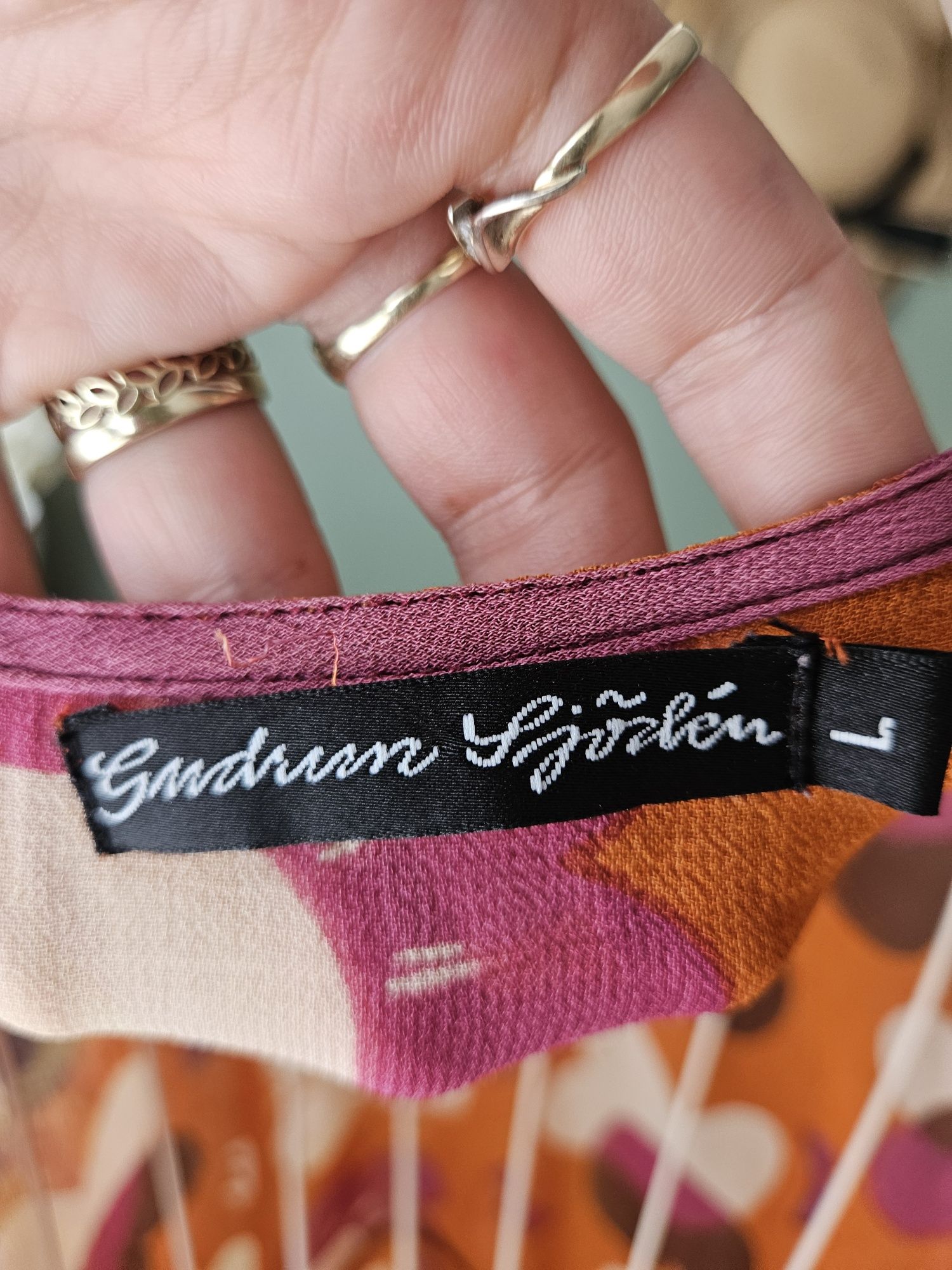 Narzutka damska Gudrun Sjödén  M/L kolorowa boho hippie kimono dłuższe