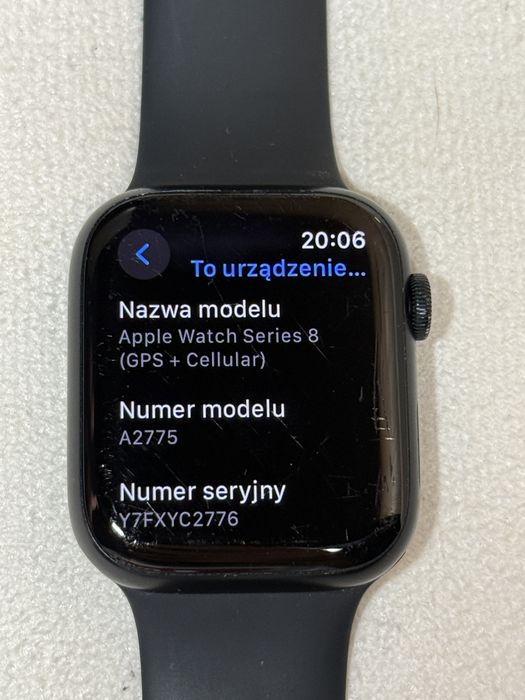 Apple Watch Series 8 45mm GPS+Cellular Midnight , 88% kondycji baterii
