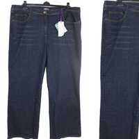 u4 GREAT LOOKS Damskie Granatowe Proste Jeansowe Spodnie 54 7XL