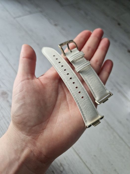 Skórzany pasek do huawei watch fit 3 beżowy biały