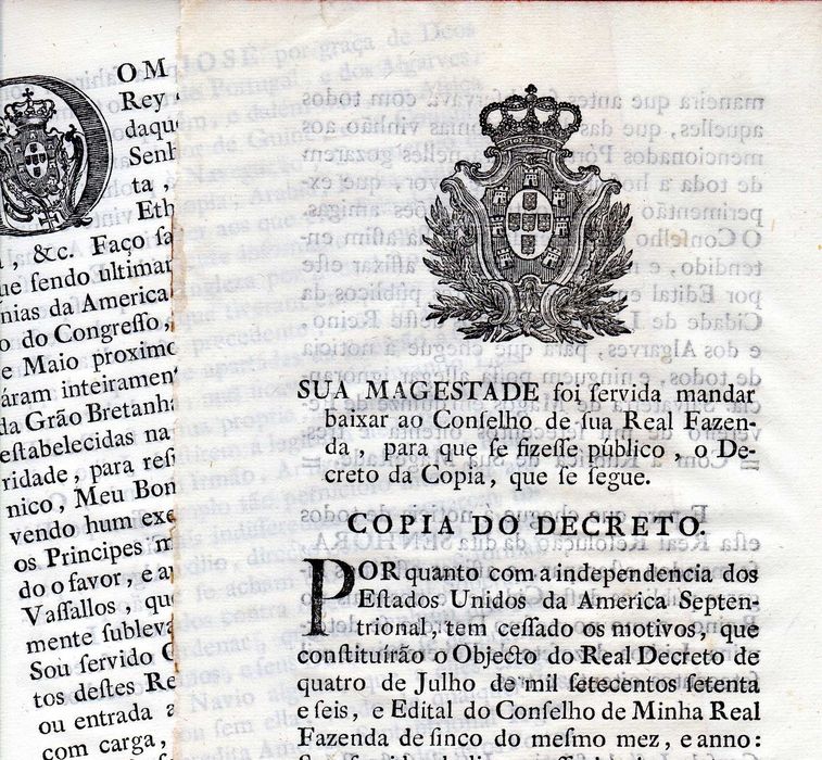 RAROS Editais sobre a Independência dos Estados Unidos da América 1776