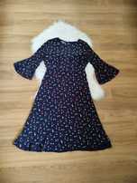 Laura Ashley MIDI sukienka 38 granatowa