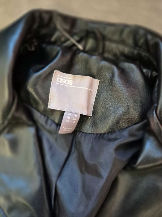 Czarna kurtka damska ramoneska jak skórzana eco skóra Asos S 36