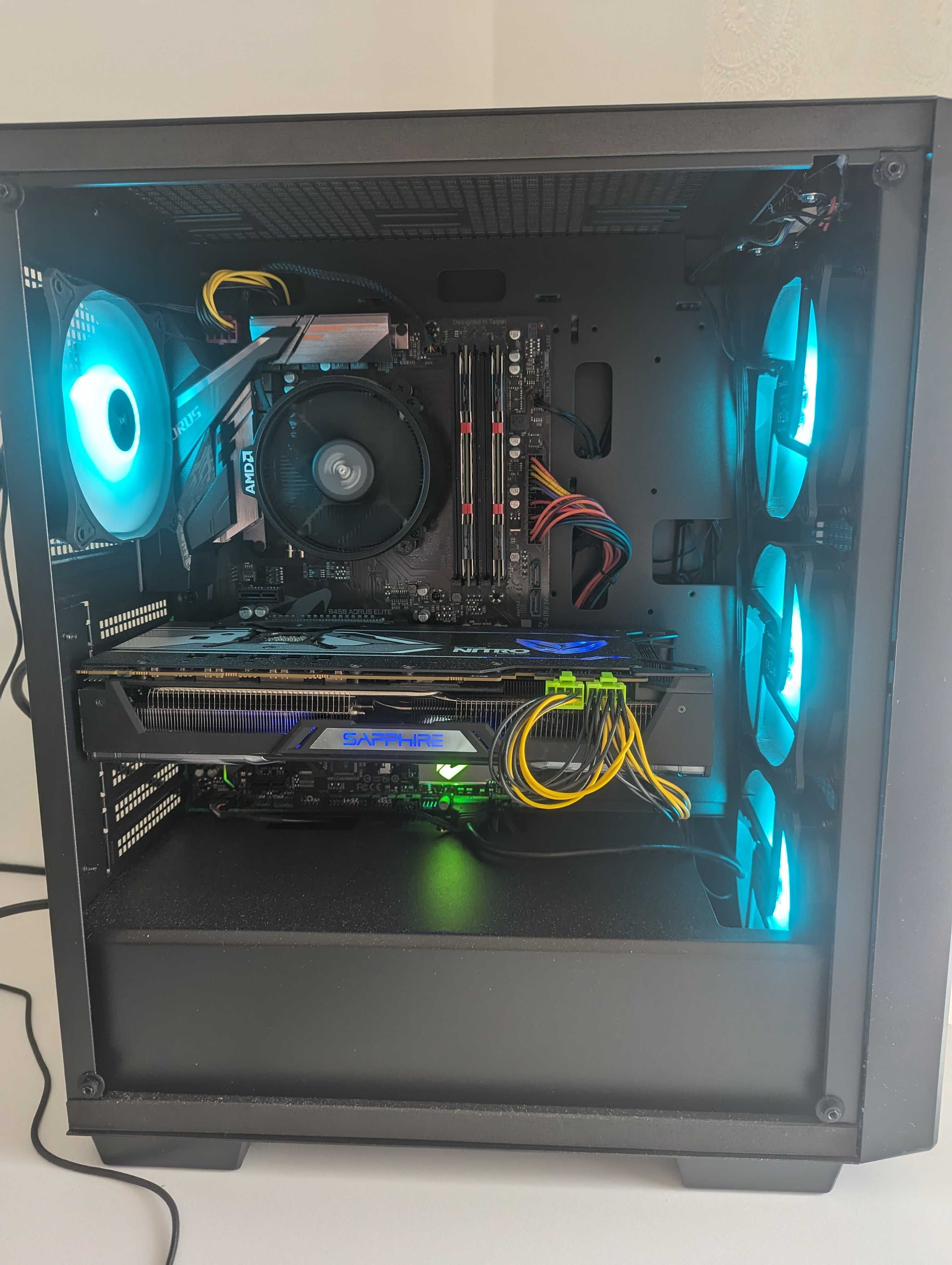 PC para jogos AMD B450 Ryzen 3600 Vega 64 Sapphire 16GB RAM 500GB SSD