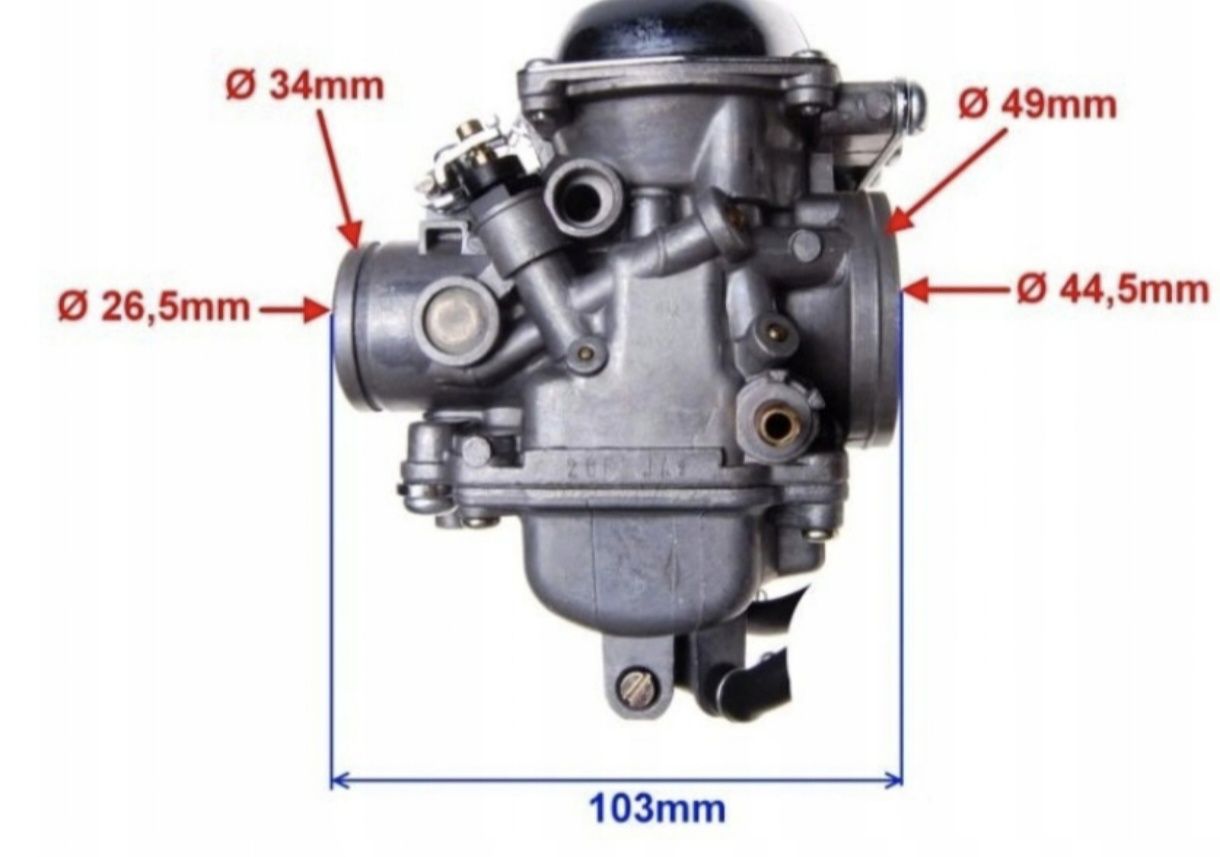 Gaźnik Kompletny 2 Cylindry Romet Kingway Honda Cb Lifan Zipp Quad ATV