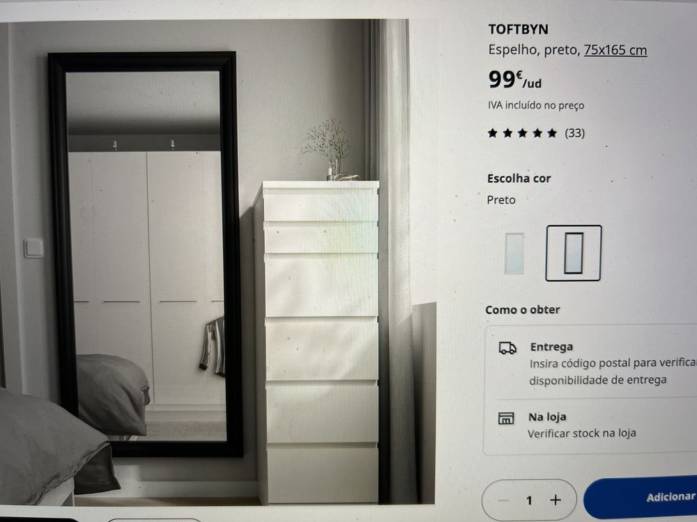Espelho Ikea em madeira preta