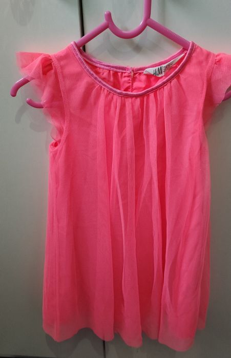 Neonowa zwiewna sukienka h&m 116