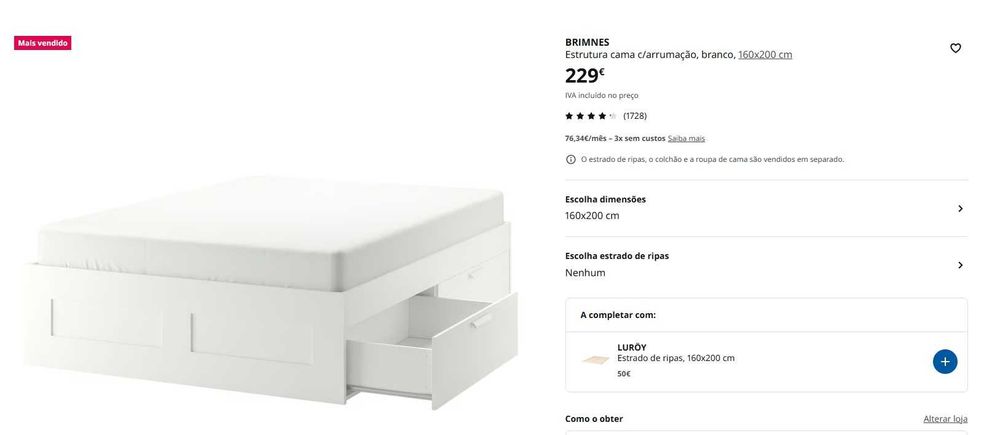 Estrutura de Cama Brimnes 160x200