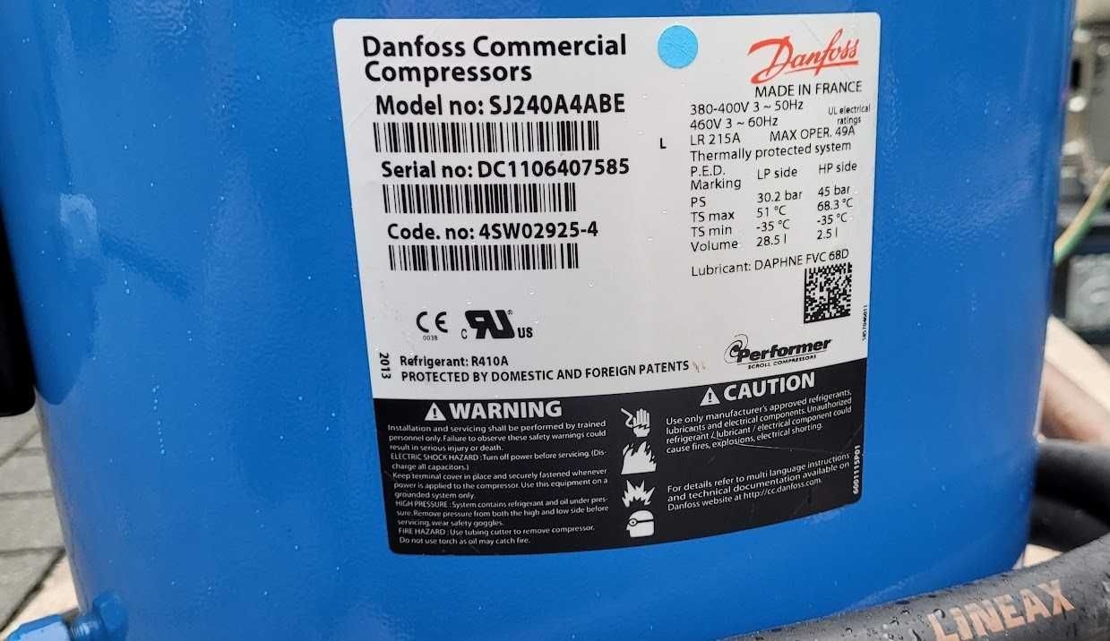 Sprężarka chłodnicza DANFOSS PERFORMER Scroll SH240A4ABE 53,8 KW