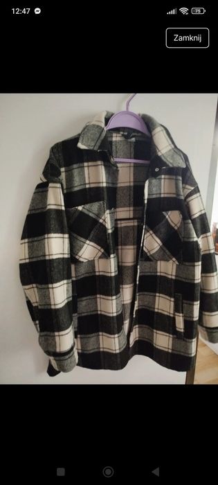 Kurtka koszulowa XS 34 h&m w kratę biało-czarną