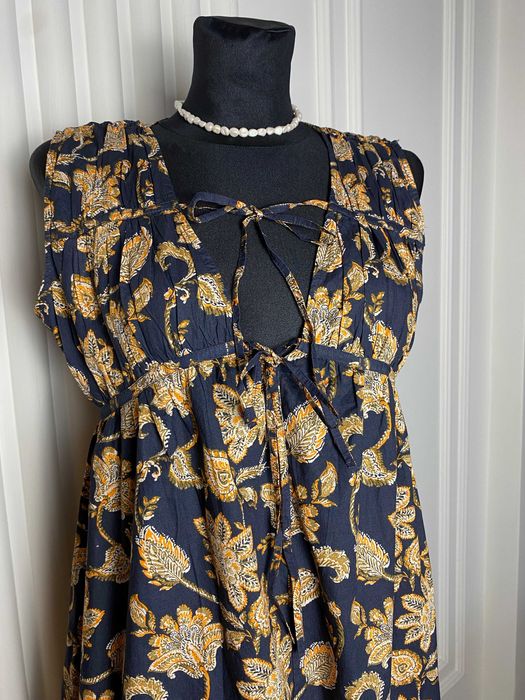 Nowa sukienka mini granatowa w kwiaty 36 S Mango oversize 100% bawełna