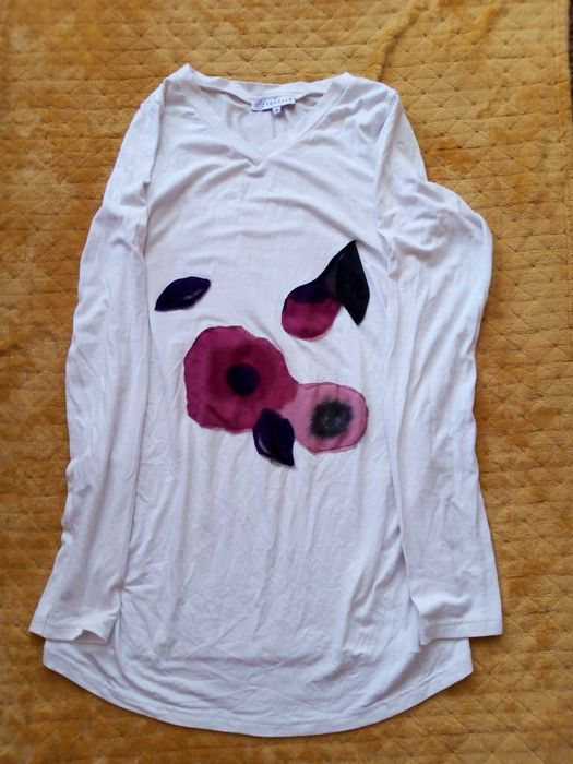 Bluzka ciążowa biała z długim rękawem