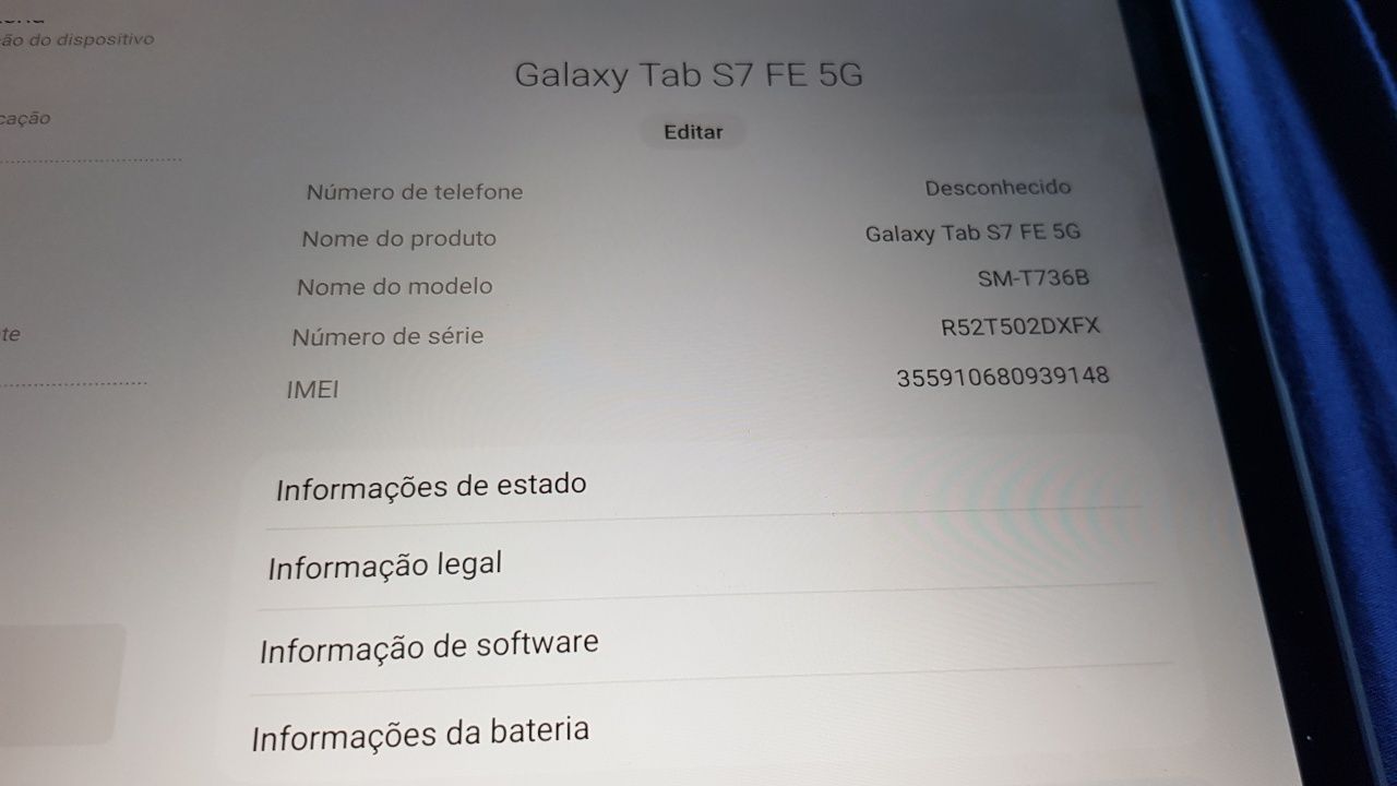 Tablet Samsung S7 FE Wifi + 5G 12"4 com capa Spigen e garantia