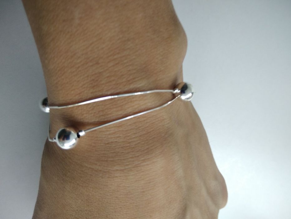 Srebrna podwójna bransoletka z kulkami srebro 925 długość 19 cm  40