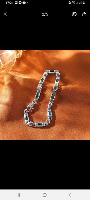 Браслет мужской серебро стерлинг с изумрудомру