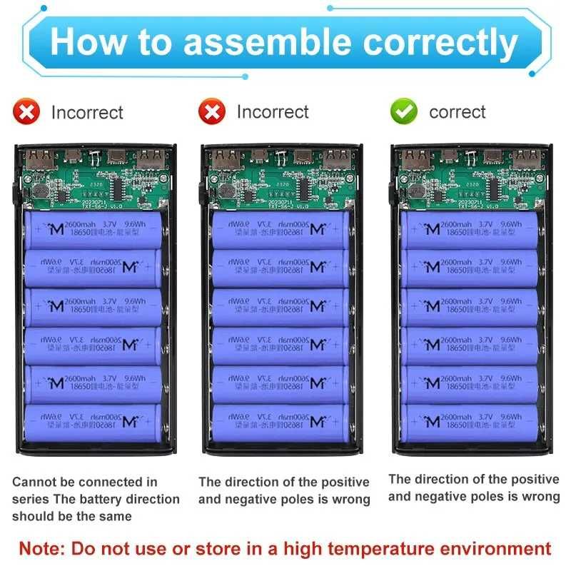 DIY18650 корпус повербанка  для аккумуляторов, два порта USB Type-C