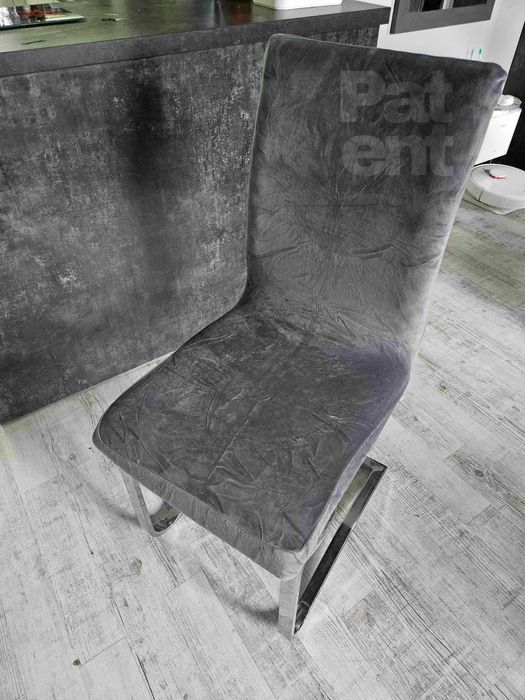 Pokrowce na krzesła miękkie welurowe komplet szare 6 sztuk