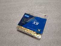 Nowy Łańcuch Rowerowy KMC X9 Gold 116 Ogniw Shimano Sram 9 Rzędowy
