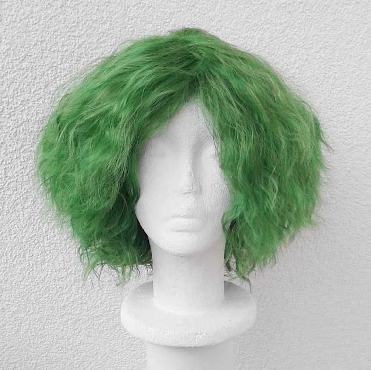 Zielona peruka krótka Joker Batman cosplay zielony wig falowana