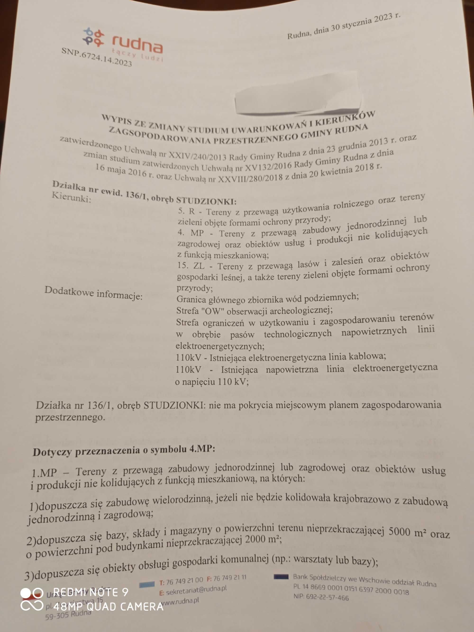 Studzionki gm. Rudna Sprzedam działkę rolną - pod KRUS