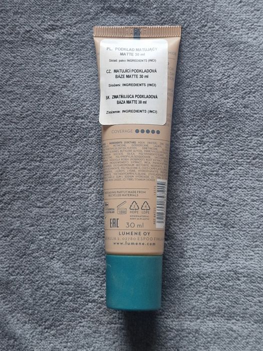 Podkład Lumene Matte Oil-Contrl w odcieniu 00 Ultra Light