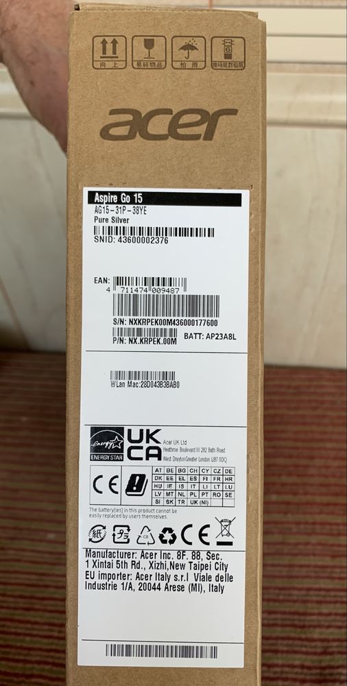 Ноутбук Acer, привезений з Великобританіі