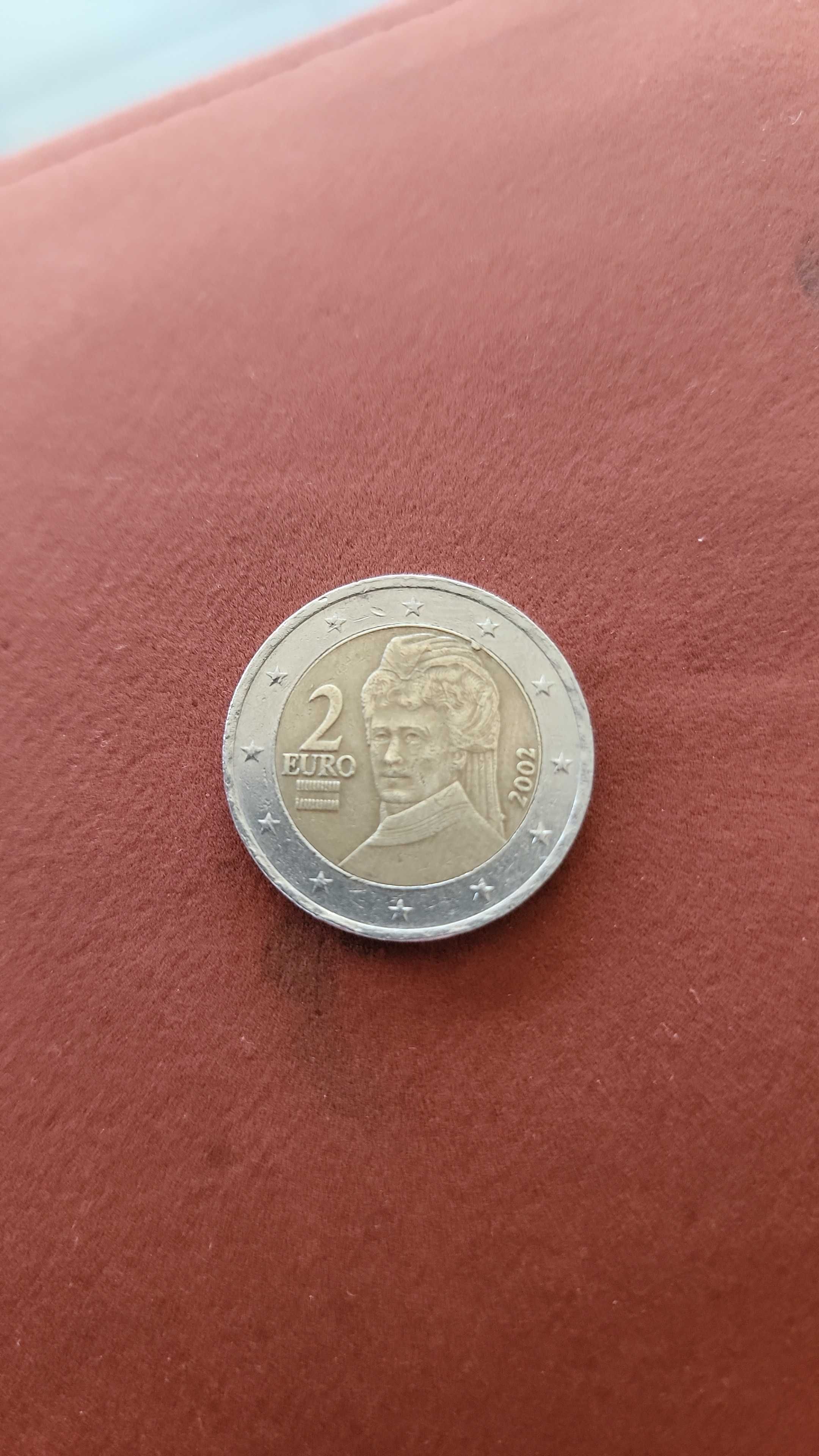 Moeda de 2 euros da Áustria  ano 2002 com a figura da pacifista Bertha