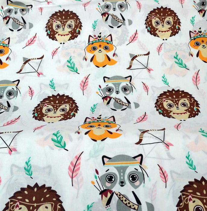 materiał tkanina apacze dziecięce jeżyk lisek szop