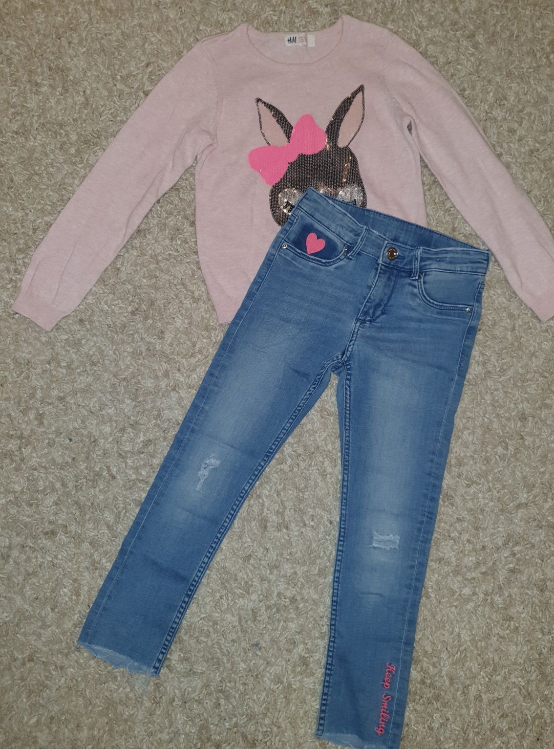 Джинсы скини и свитер кофта H&M на 4-6л