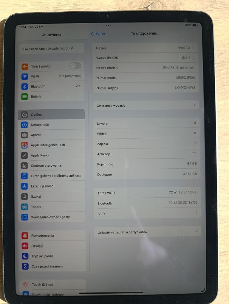 iPad Air 5. generacji 64GB Szary