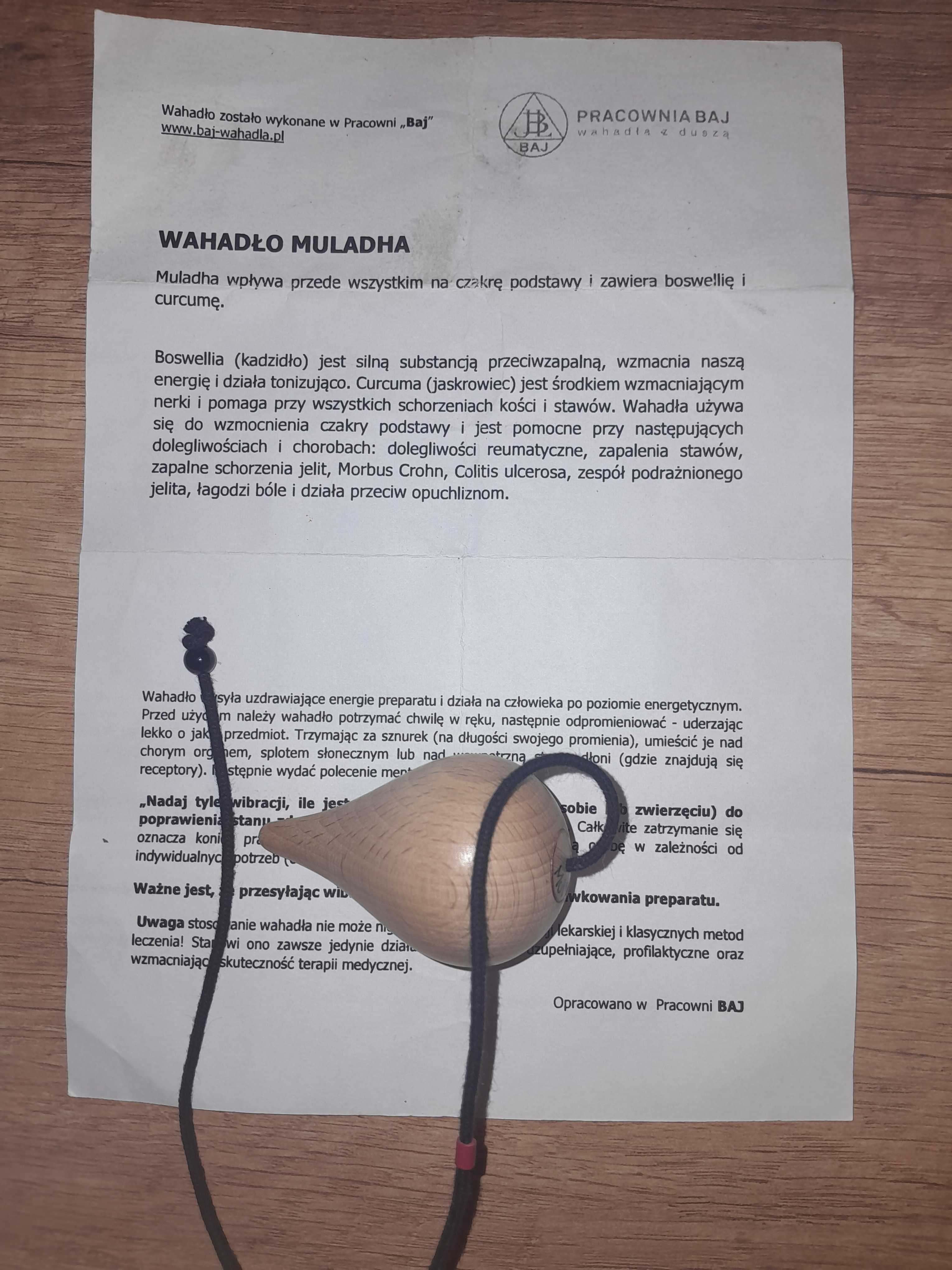 Wahadło wahadełko Muladha czakra podstawy  boswellia curcuma nerki