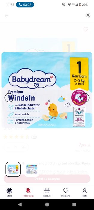 Pieluchy Babydream rozmiar 1-5opakowań