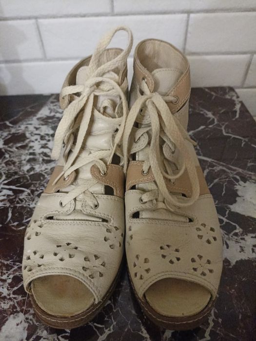 Ботильоны, ботинки, полуботинки, туфли кожаные с открытым носком