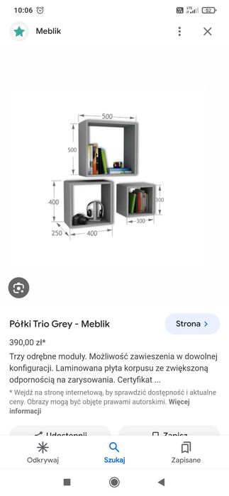 Półki trio Meblik antracyt